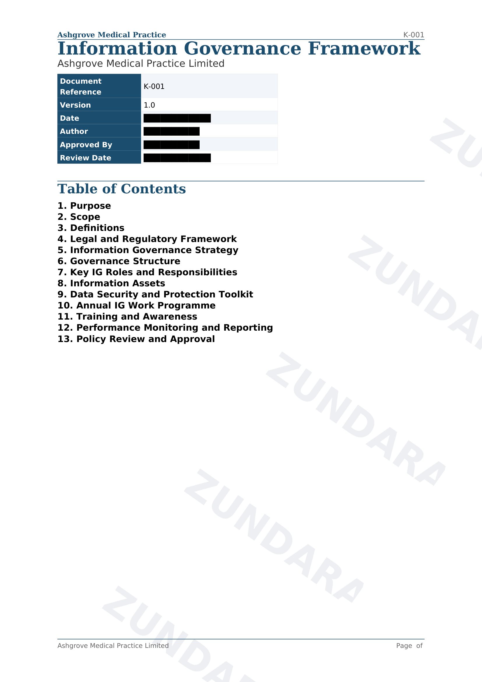 Preview of Information Governance Framework
