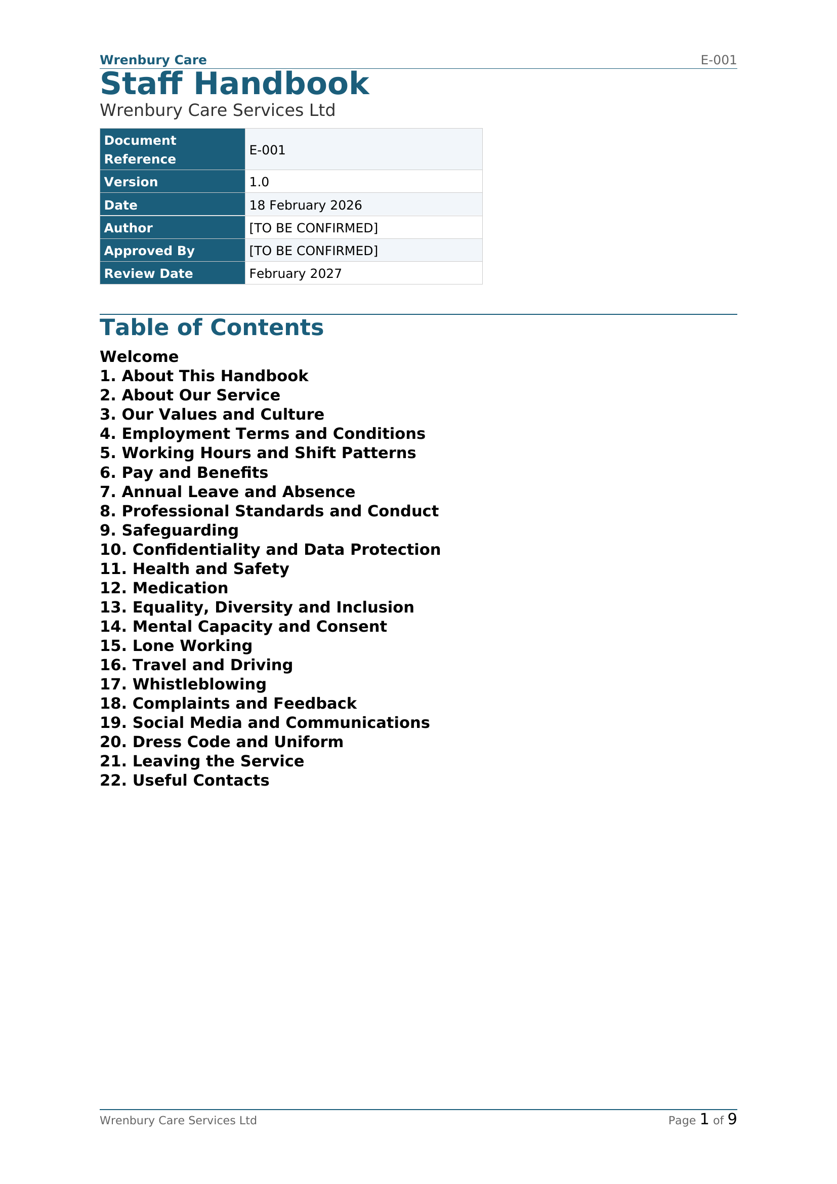 Preview of Staff Handbook